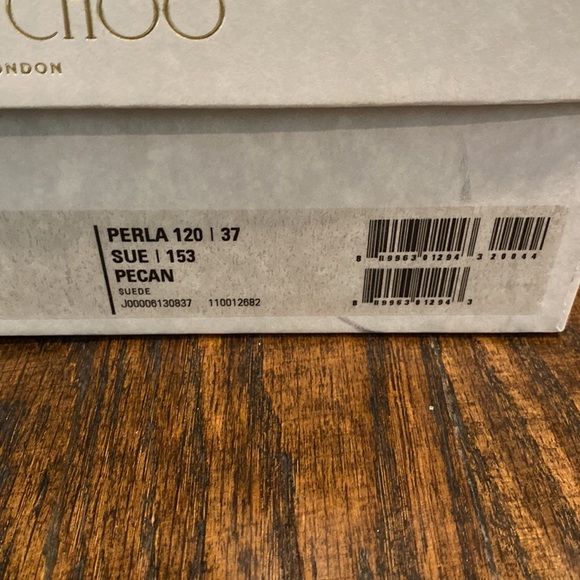 Jimmy Choo Perla Suede/Cork Wedge Sandal Pecan 37/7 NIB - Picture 11 of 11